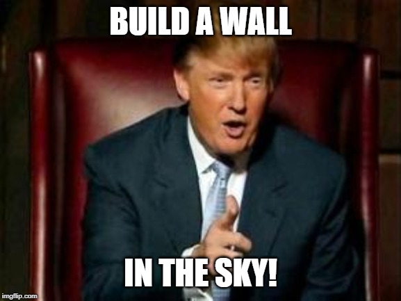 Donald Trump | BUILD A WALL IN THE SKY! | image tagged in donald trump | made w/ Imgflip meme maker
