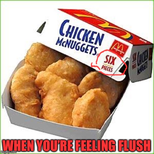 McNuggets | WHEN YOU’RE FEELING FLUSH | image tagged in mcnuggets | made w/ Imgflip meme maker