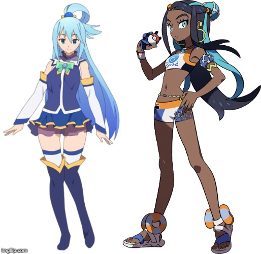2 Anime Water Goddesses | image tagged in konosuba,pokemon,anime,animeme,anime meme | made w/ Imgflip meme maker