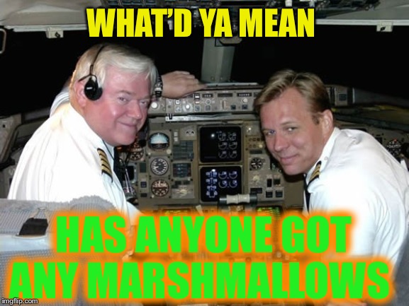 Pilots in the cockpit | WHAT’D YA MEAN HAS ANYONE GOT ANY MARSHMALLOWS | image tagged in pilots in the cockpit | made w/ Imgflip meme maker