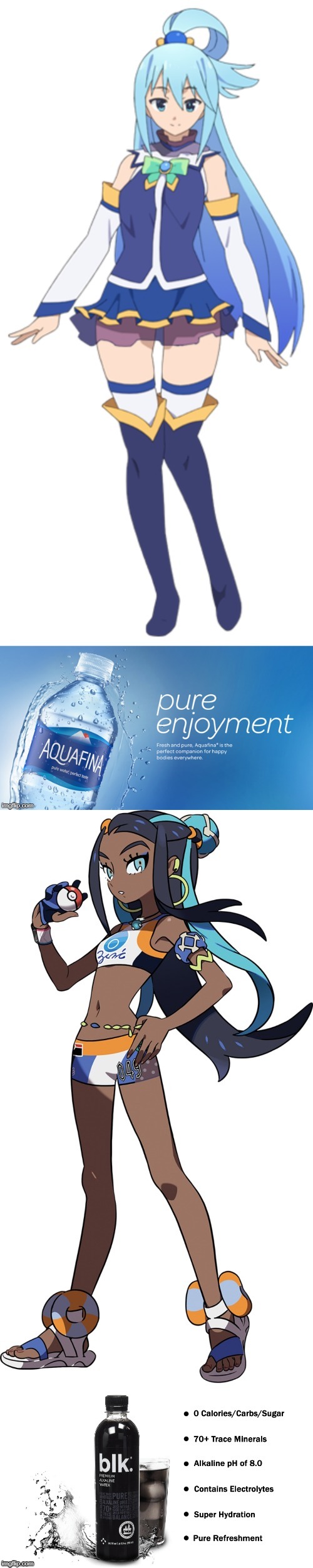 2 Anime Goddesses of Drinking Water | image tagged in konosuba,pokemon,anime,animeme,anime meme,water | made w/ Imgflip meme maker
