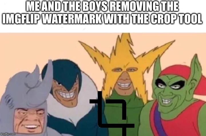 Me And The Boys | ME AND THE BOYS REMOVING THE IMGFLIP WATERMARK WITH THE CROP TOOL | image tagged in memes,me and the boys | made w/ Imgflip meme maker