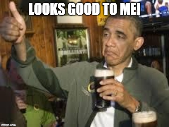 Go Home Obama, You're Drunk | LOOKS GOOD TO ME! | image tagged in go home obama you're drunk | made w/ Imgflip meme maker