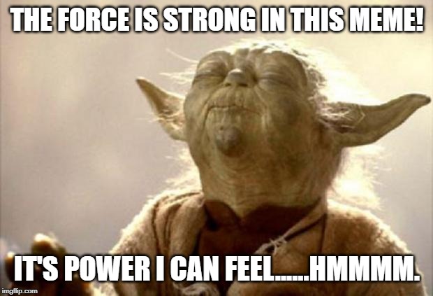 yoda smell | THE FORCE IS STRONG IN THIS MEME! IT'S POWER I CAN FEEL......HMMMM. | image tagged in yoda smell | made w/ Imgflip meme maker