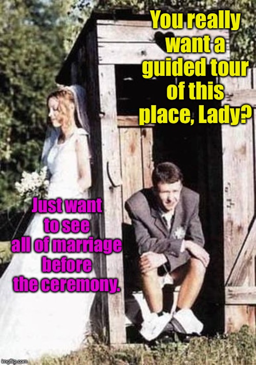 You really want a guided tour of this place, Lady? Just want to see all of marriage before the ceremony. | made w/ Imgflip meme maker