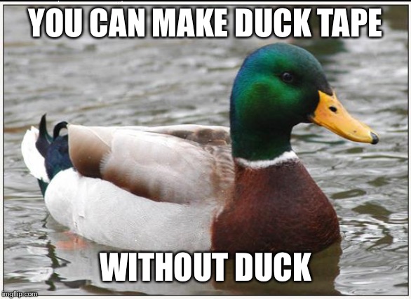 Actual Advice Mallard Meme | YOU CAN MAKE DUCK TAPE WITHOUT DUCK | image tagged in memes,actual advice mallard | made w/ Imgflip meme maker