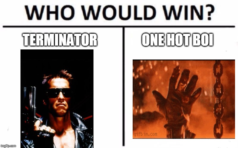 Who Would Win? | TERMINATOR; ONE HOT BOI | image tagged in memes,who would win | made w/ Imgflip meme maker