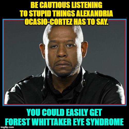 Please, tell me AOC in Congress is just a Bad Dream | BE CAUTIOUS LISTENING TO STUPID THINGS ALEXANDRIA OCASIO-CORTEZ HAS TO SAY. YOU COULD EASILY GET FOREST WHITTAKER EYE SYNDROME | image tagged in vince vance,forest whitaker,eye,aoc,alexandria ocasio-cortez,lowest common denominator | made w/ Imgflip meme maker