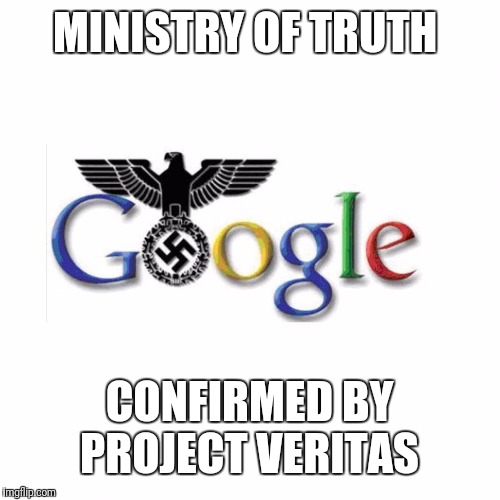 The Google Reich |  MINISTRY OF TRUTH; CONFIRMED BY PROJECT VERITAS | image tagged in the google reich | made w/ Imgflip meme maker
