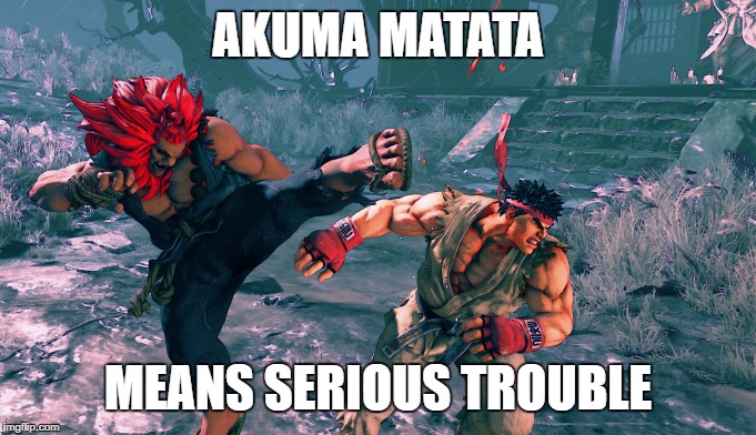 Akuma Matata | AKUMA MATATA; MEANS SERIOUS TROUBLE | image tagged in akuma,street fighter,ryu,trouble | made w/ Imgflip meme maker