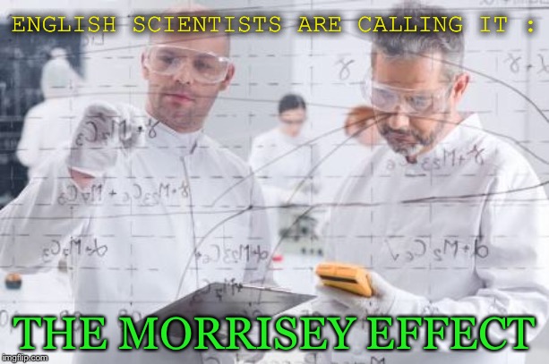 british scientists | ENGLISH SCIENTISTS ARE CALLING IT : THE MORRISEY EFFECT | image tagged in british scientists | made w/ Imgflip meme maker