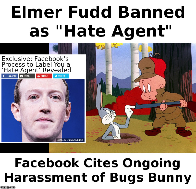 Facebook Bans Elmer Fudd | image tagged in elmer fudd,facebook,censorship,alex jones,laura loomer,milo yiannopoulos | made w/ Imgflip meme maker