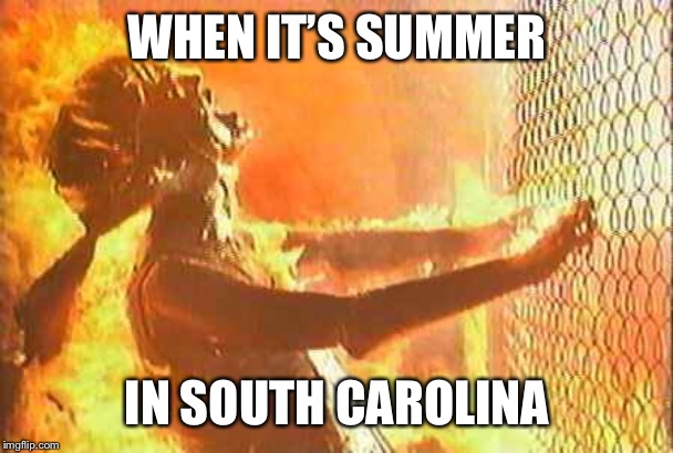 South Carolina |  WHEN IT’S SUMMER; IN SOUTH CAROLINA | image tagged in terminator nuke,south carolina,summer | made w/ Imgflip meme maker