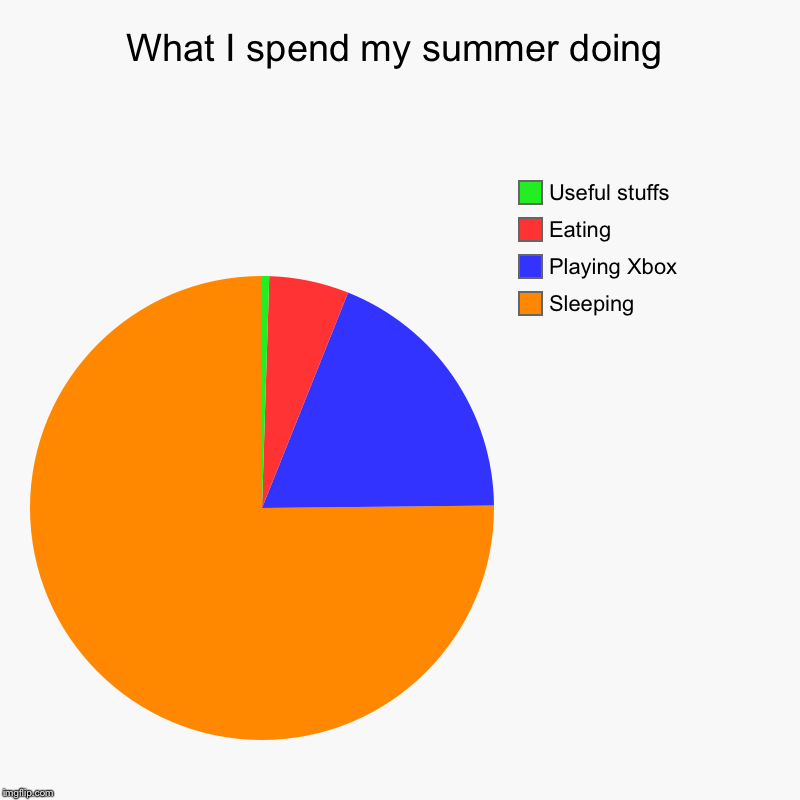 What I spend my summer doing | Sleeping, Playing Xbox, Eating, Useful stuffs | image tagged in charts,pie charts | made w/ Imgflip chart maker