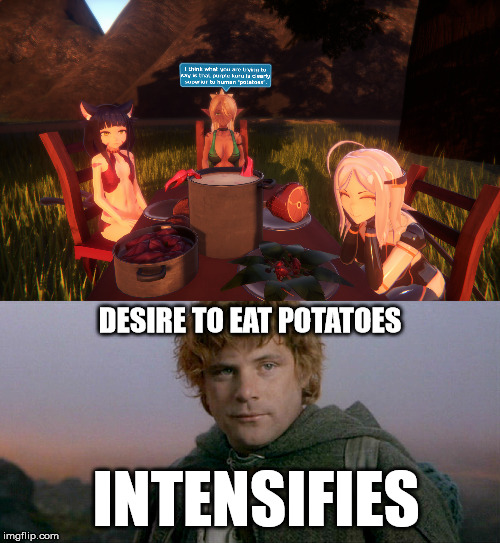 POO-TAY-TOES DESIRE TO EAT POTATOES; INTENSIFIES image tagged in potatoes,l...