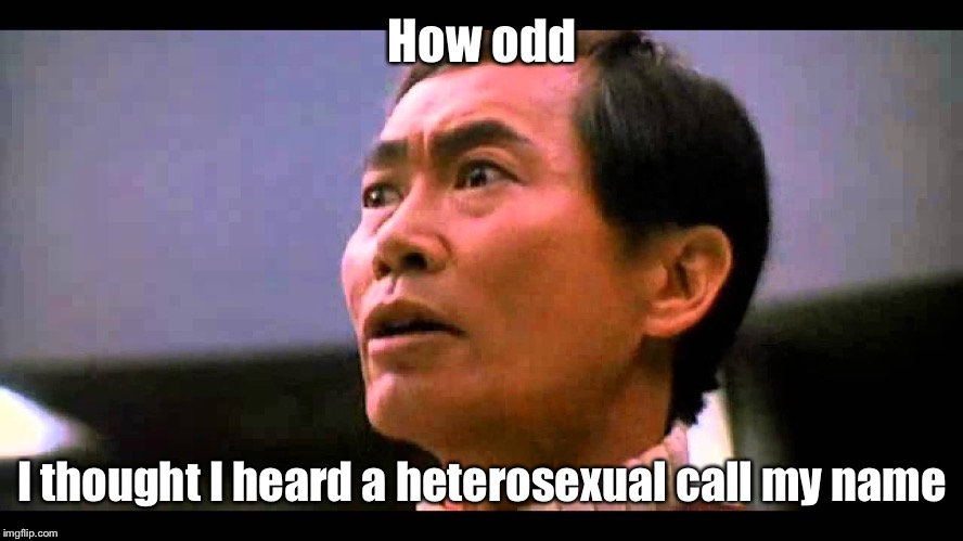 Captain Sulu | How odd I thought I heard a heterosexual call my name | image tagged in captain sulu | made w/ Imgflip meme maker