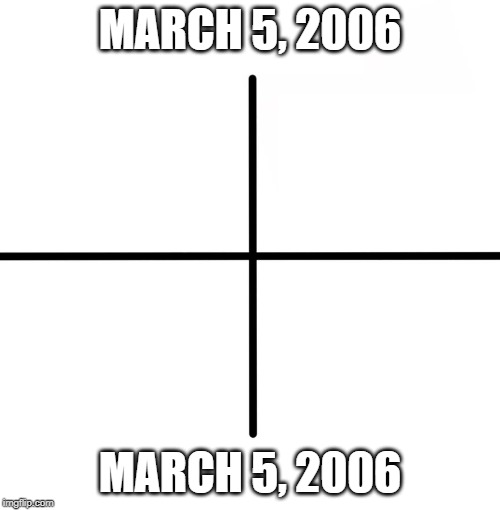 March 5, 2006 | MARCH 5, 2006; MARCH 5, 2006 | image tagged in memes,blank starter pack | made w/ Imgflip meme maker