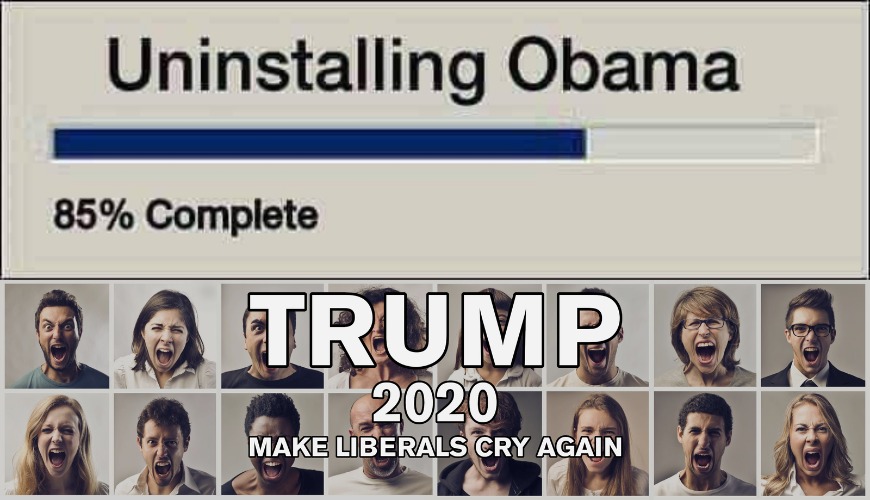 Uninstalling Obama: 85% Complete | image tagged in uninstall,uninstalling,obama,trump 2020,triggered liberal | made w/ Imgflip meme maker