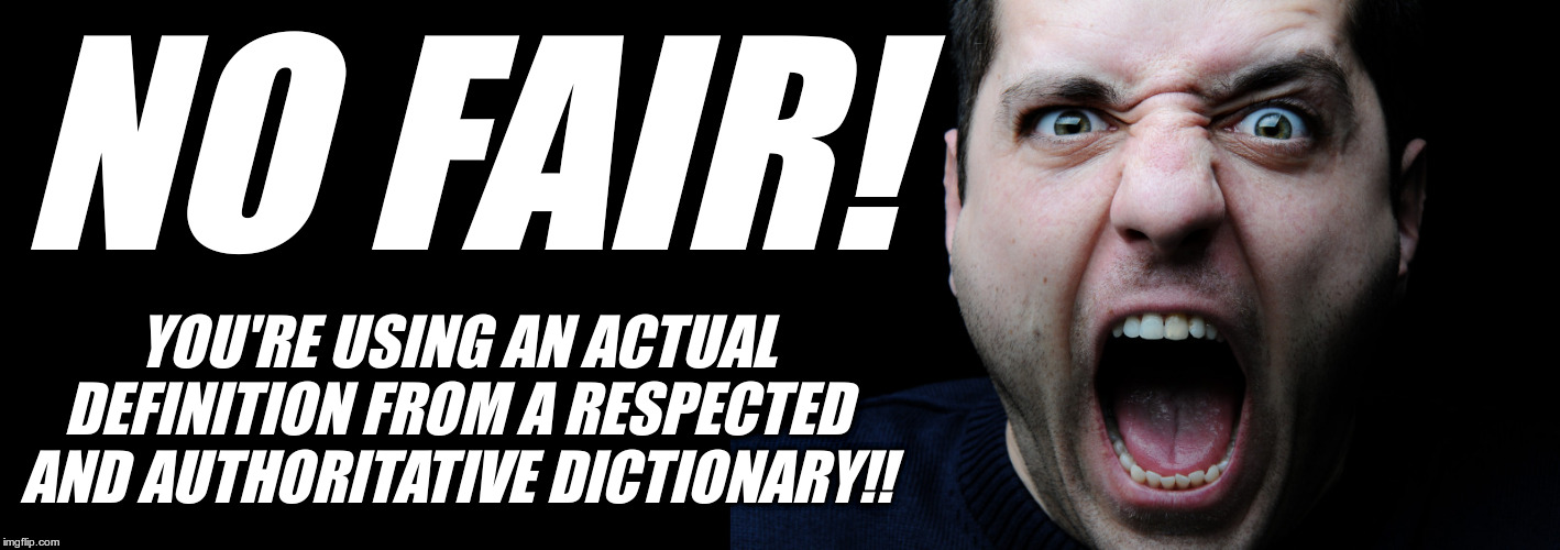 No fair!  You're using an actual definition from a respected and authoritative dictionary!! | NO FAIR! YOU'RE USING AN ACTUAL DEFINITION FROM A RESPECTED AND AUTHORITATIVE DICTIONARY!! | image tagged in shouting pastor 2,no fair,dictionary,you're using a dictionary,shouting,argument | made w/ Imgflip meme maker
