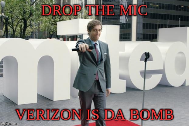 drop da mic | DROP THE MIC; VERIZON IS DA BOMB | image tagged in thomas middleditch verizon sucks,mic drop | made w/ Imgflip meme maker