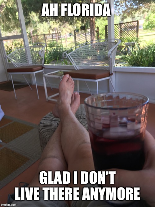 AH FLORIDA GLAD I DON’T LIVE THERE ANYMORE | image tagged in boma at rest | made w/ Imgflip meme maker