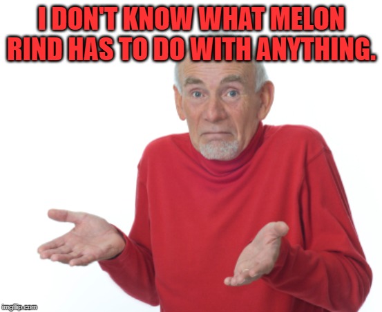 Guess I'll die  | I DON'T KNOW WHAT MELON RIND HAS TO DO WITH ANYTHING. | image tagged in guess i'll die | made w/ Imgflip meme maker