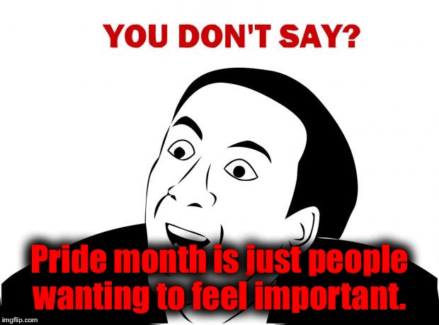 You Don't Say Meme | Pride month is just people wanting to feel important. | image tagged in memes,you don't say | made w/ Imgflip meme maker