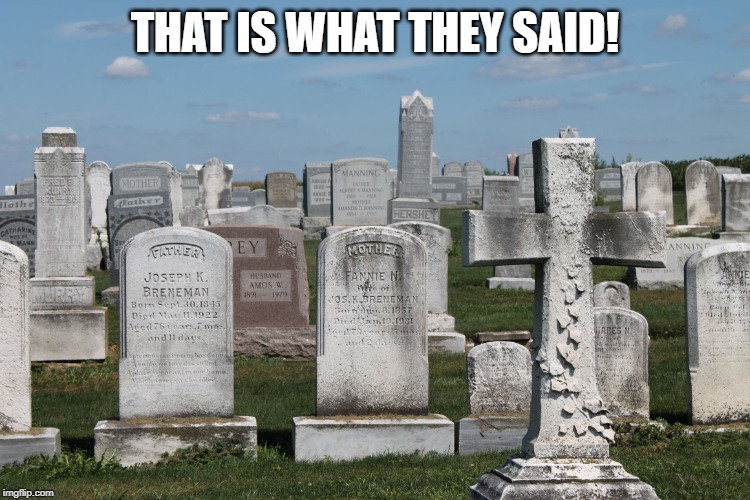 Cemetary | THAT IS WHAT THEY SAID! | image tagged in cemetary | made w/ Imgflip meme maker