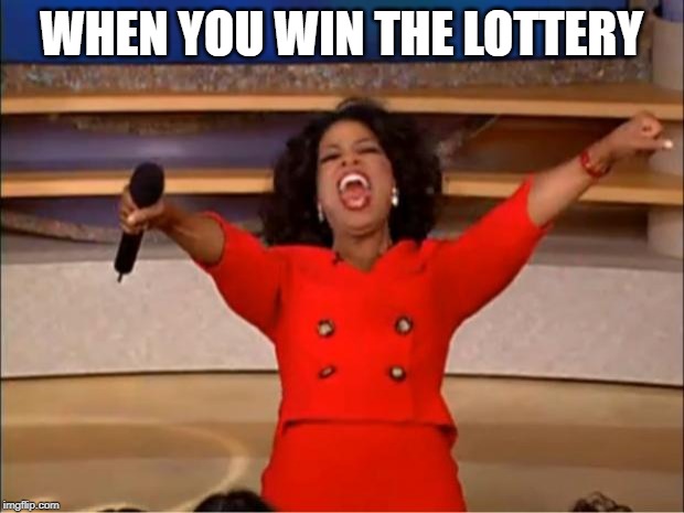 Oprah You Get A | WHEN YOU WIN THE LOTTERY | image tagged in memes,oprah you get a | made w/ Imgflip meme maker