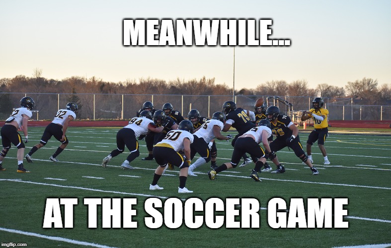 MEANWHILE... AT THE SOCCER GAME | image tagged in soccer | made w/ Imgflip meme maker