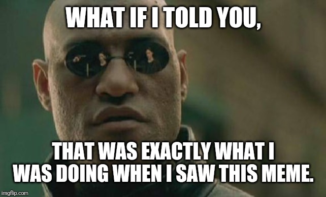 WHAT IF I TOLD YOU, THAT WAS EXACTLY WHAT I WAS DOING WHEN I SAW THIS MEME. | made w/ Imgflip meme maker