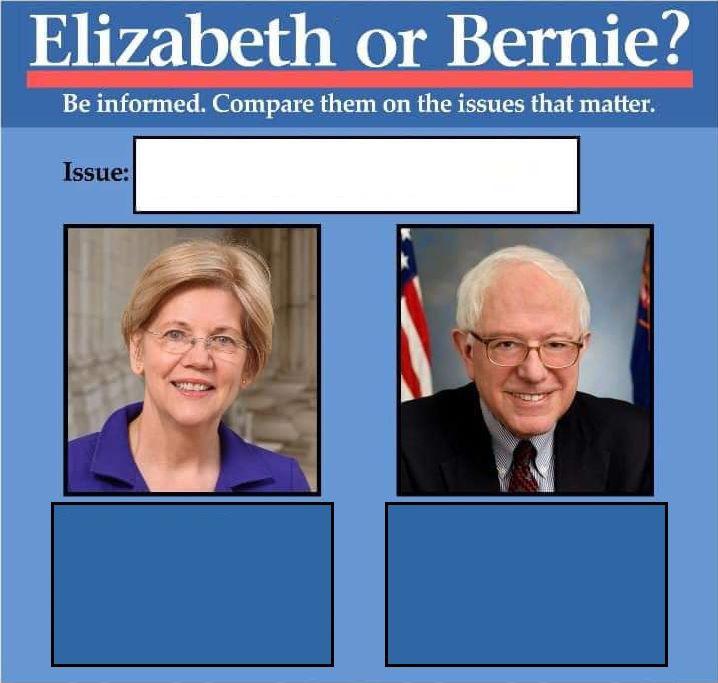 Compare Warren vs Bernie Blank Meme Template