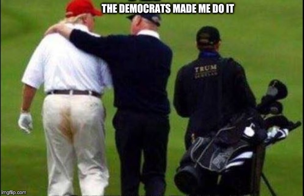 Trump Golf Course Pants | THE DEMOCRATS MADE ME DO IT | image tagged in trump golf course pants | made w/ Imgflip meme maker