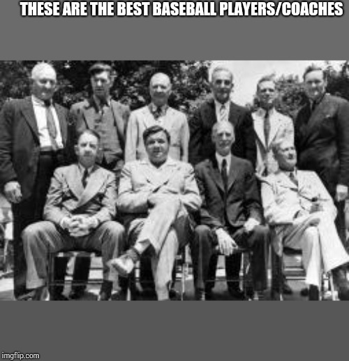 Baseball's best. Ty Cobb, Babe Ruth, Walters Johnson, Christie Mathewson, Connie Mack, Honus Wagner, Grover Cleveland Alexander, |  THESE ARE THE BEST BASEBALL PLAYERS/COACHES | image tagged in hof | made w/ Imgflip meme maker