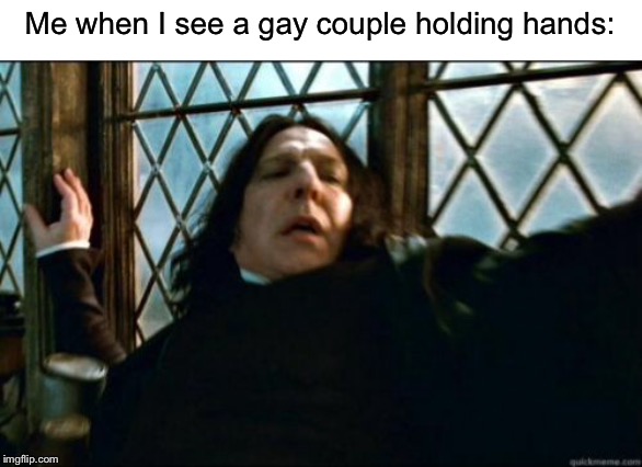 Snape Meme | Me when I see a gay couple holding hands: | image tagged in memes,snape,gay,funny,gay marriage | made w/ Imgflip meme maker