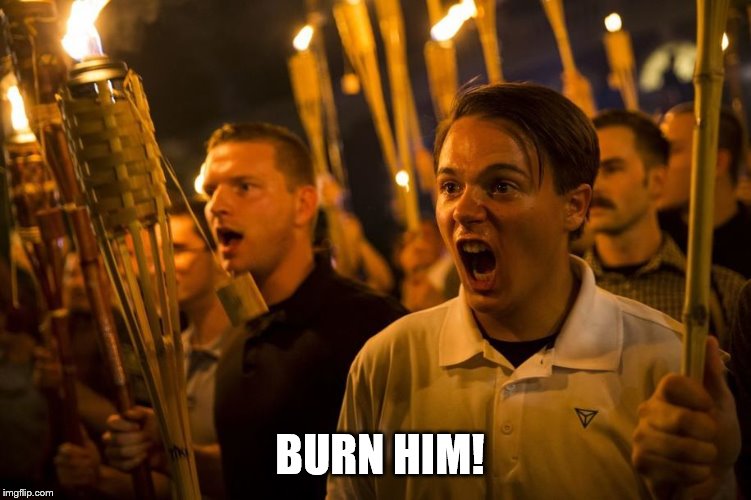 Alt-Right Nazis Trump | BURN HIM! | image tagged in alt-right nazis trump | made w/ Imgflip meme maker