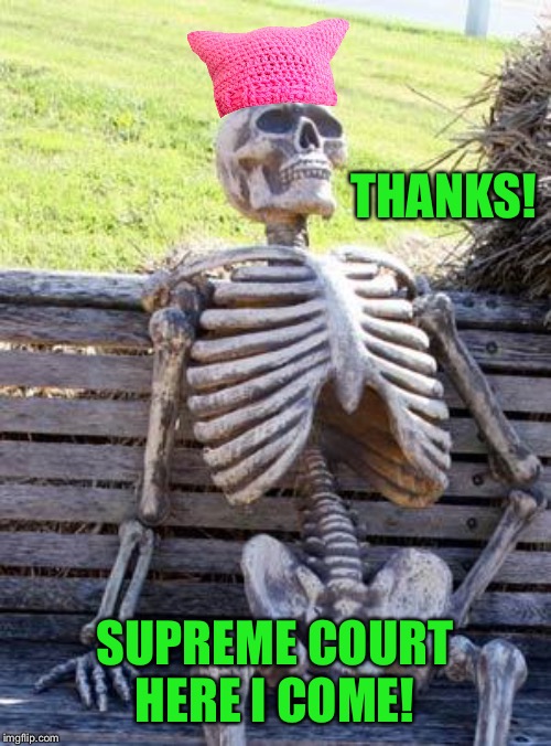 Waiting Skeleton Meme | THANKS! SUPREME COURT HERE I COME! | image tagged in memes,waiting skeleton | made w/ Imgflip meme maker