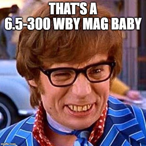 Austin Powers Wink | THAT'S A 6.5-300 WBY MAG BABY | image tagged in austin powers wink | made w/ Imgflip meme maker