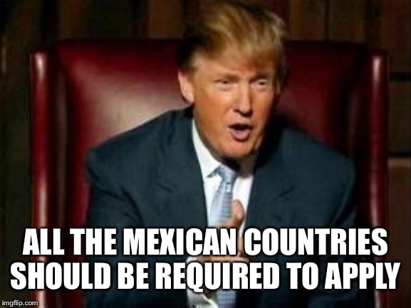 Donald Trump | ALL THE MEXICAN COUNTRIES SHOULD BE REQUIRED TO APPLY | image tagged in donald trump | made w/ Imgflip meme maker
