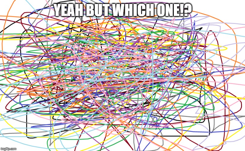 a bunch a squiggly lines | YEAH BUT WHICH ONE!? | image tagged in a bunch a squiggly lines | made w/ Imgflip meme maker