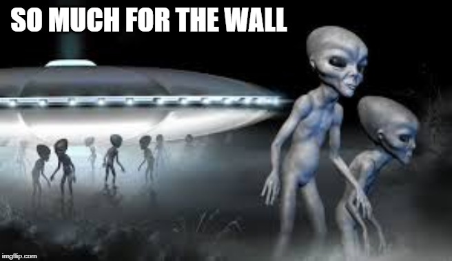 alien landing | SO MUCH FOR THE WALL | image tagged in the wall | made w/ Imgflip meme maker