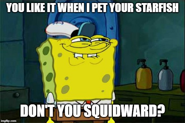 Don't You Squidward | YOU LIKE IT WHEN I PET YOUR STARFISH; DON'T YOU SQUIDWARD? | image tagged in memes,dont you squidward | made w/ Imgflip meme maker