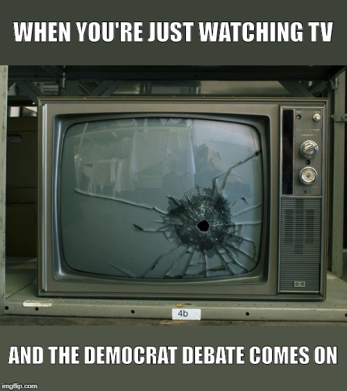 Democrat debates | WHEN YOU'RE JUST WATCHING TV; AND THE DEMOCRAT DEBATE COMES ON | image tagged in democrats,hypocrites,liars,politics | made w/ Imgflip meme maker