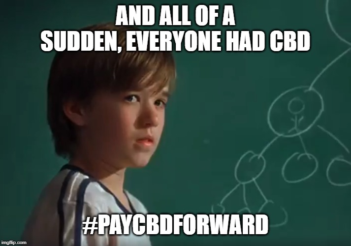 EVERYONE HAD CBD | AND ALL OF A SUDDEN, EVERYONE HAD CBD; #PAYCBDFORWARD | image tagged in cbd | made w/ Imgflip meme maker