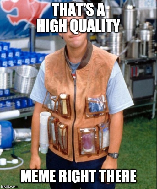 Waterboy | THAT'S A HIGH QUALITY; MEME RIGHT THERE | image tagged in waterboy | made w/ Imgflip meme maker