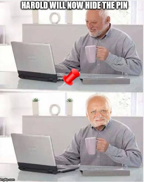 Harold stopped hiding the pain and is now hiding the pin! Blank Meme Template