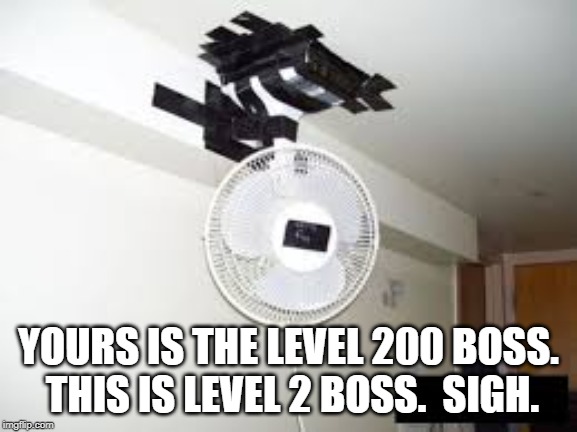 YOURS IS THE LEVEL 200 BOSS.  THIS IS LEVEL 2 BOSS.  SIGH. | made w/ Imgflip meme maker