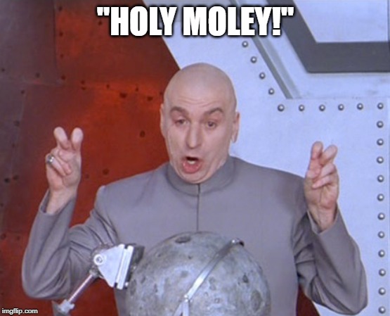 Austin Powers Quotemarks | "HOLY MOLEY!" | image tagged in austin powers quotemarks | made w/ Imgflip meme maker