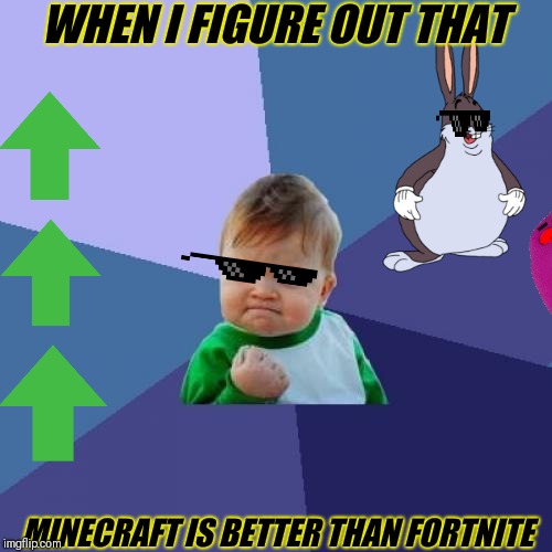 Success Kid Meme | WHEN I FIGURE OUT THAT; MINECRAFT IS BETTER THAN FORTNITE | image tagged in memes,success kid | made w/ Imgflip meme maker