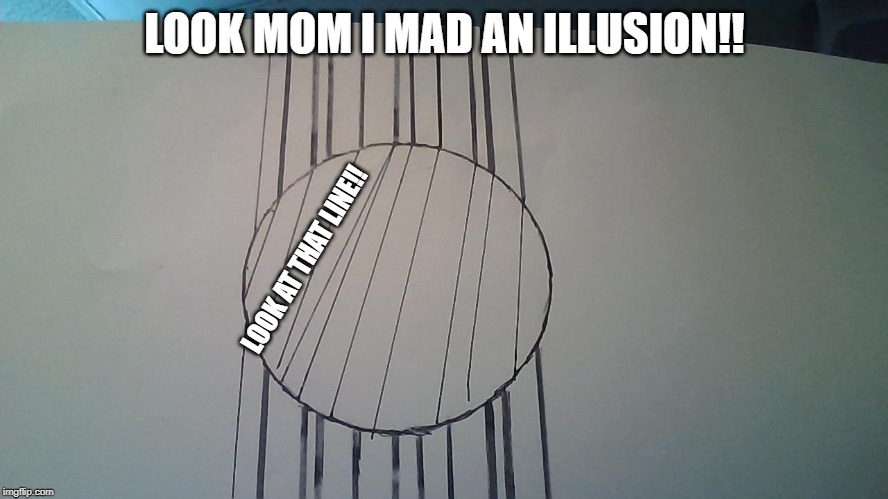 Illusion Fail | LOOK MOM I MAD AN ILLUSION!! LOOK AT THAT LINE!! | image tagged in illusions | made w/ Imgflip meme maker